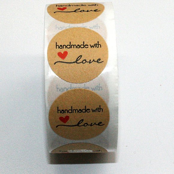 STICKERS - 100 Labels Handmade with Love Thank You Packaging Shipping Supplies - Picture 1 of 8